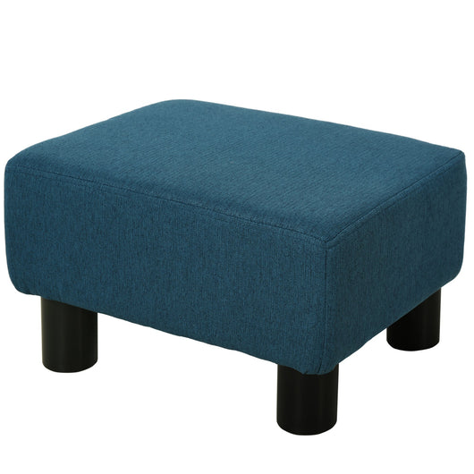 Pouf Poggiapiedi Imbottito 40x30x24 cm Rettangolare Blu Scuro