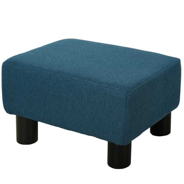Pouf Poggiapiedi Imbottito 40x30x24 cm Rettangolare Blu Scuro
