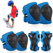 Set di protezioni ginocchia per bambini - ademabile - con 6 pezzi - PE/sponda/flanella - per sci, scooter, skateboard e bicicletta - blu/nero - set di protezione