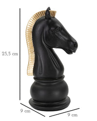 Statua Cavallo Nero e Oro 10,5x8,5x19 cm in Poliresina