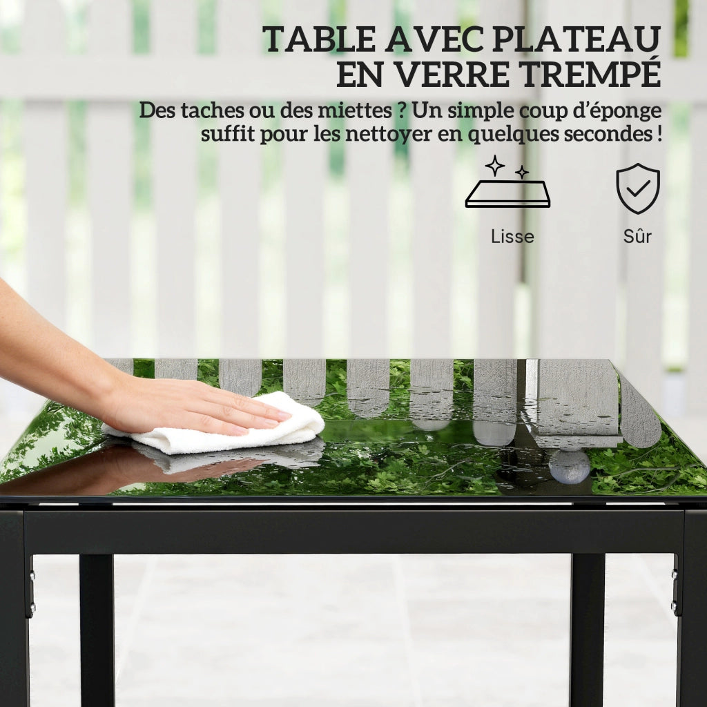 Set bistrot giardino 2 posti ¨C Xylo ¨C rattan intrecciato marrone con tavolo in vetro temperato