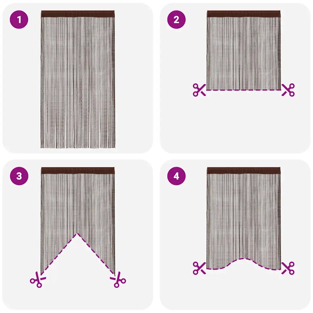 2 Pz Tende a Fili 140x250 cm Marroni 132411