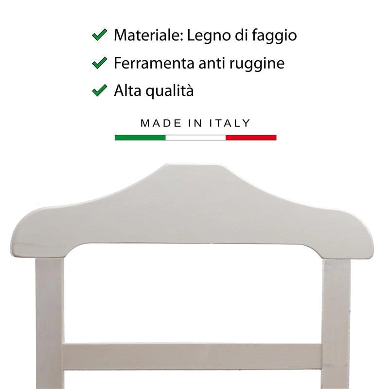INDOSSATORE  APPENDIABITI  DA  CAMERA  PRATIC LEGNO DI FAGGIO BIANCO 44 X 25 X 98 H