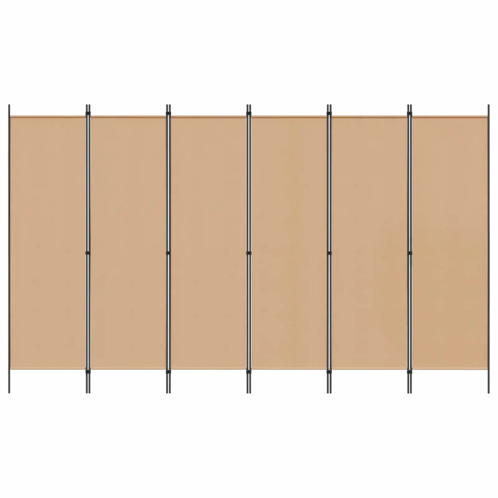 Divisore per Stanza a 6 Pannelli Beige 300 x 180 cm Tessuto