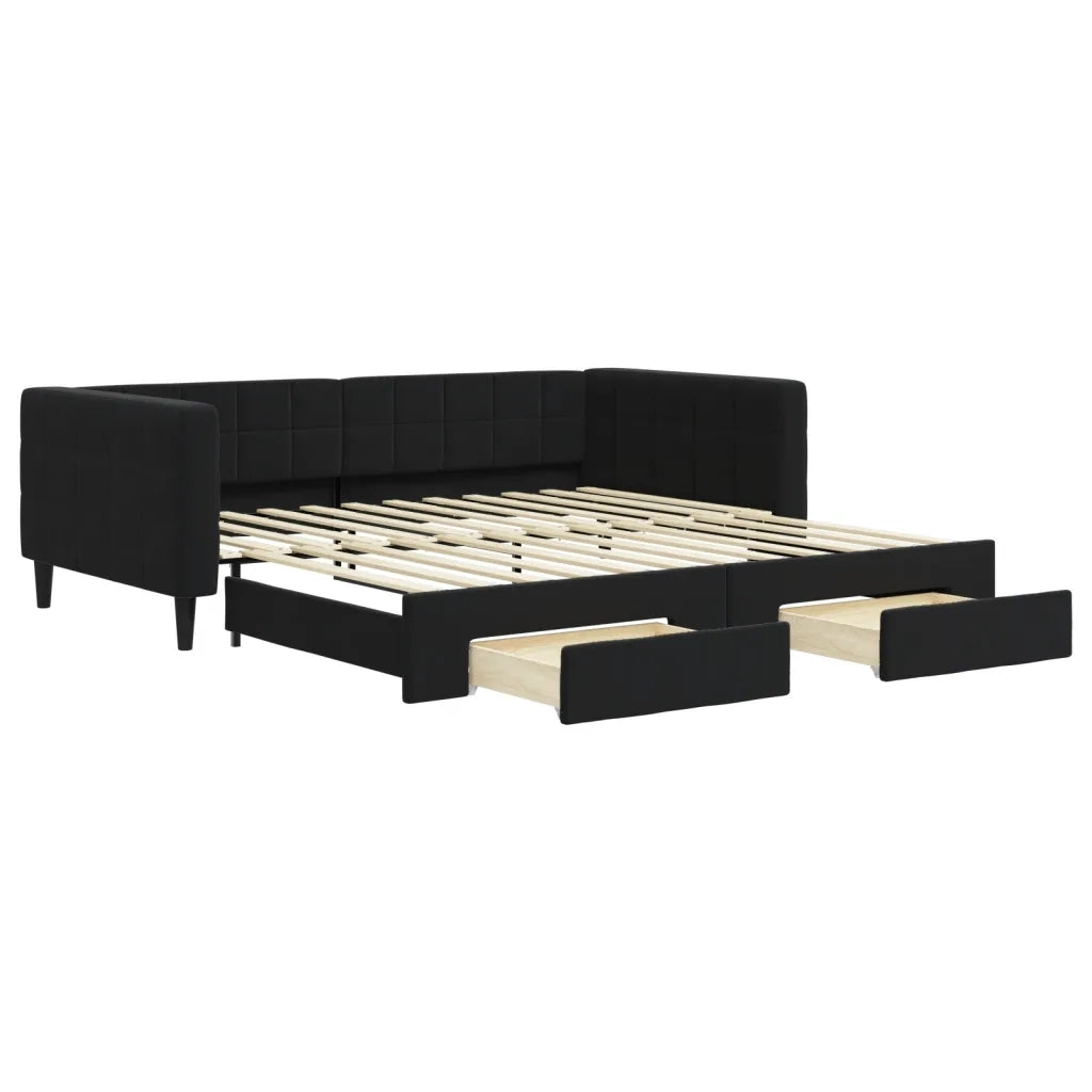 Divano Letto Estraibile con Cassetti-Sofa Letto-Daybed Nero 100x200 cm in Velluto 526714