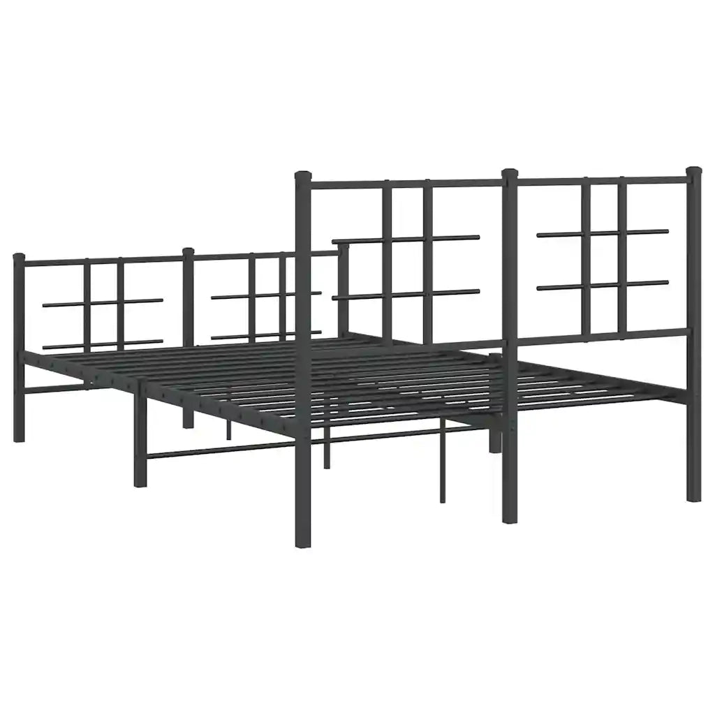 Giroletto con Testiera e Pediera-Struttura Letto Metallo Nero 120x190 cm 578319