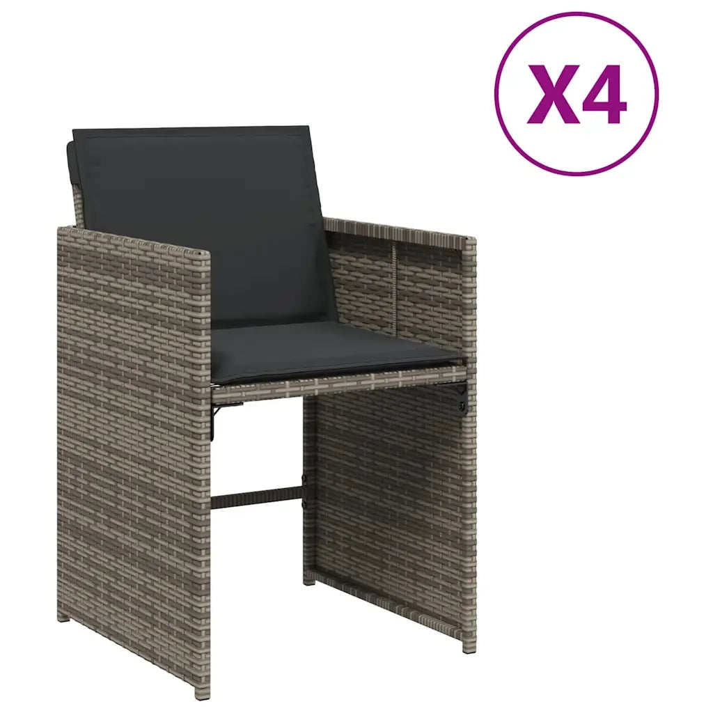 Sedie da Giardino con Cuscini 4pz Grigio in Polyrattan 364985