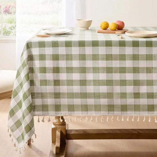 Tavolo quadrato con copertura in stoffa ruvida, copertura per tavolo in lino/coton ruvido per esterno con pennelli, lavabile, senza pieghe, copertura per tavolo in pelle di bufalo per ristoranti/feste/casa - 55 x 84 pollici, salmone verde