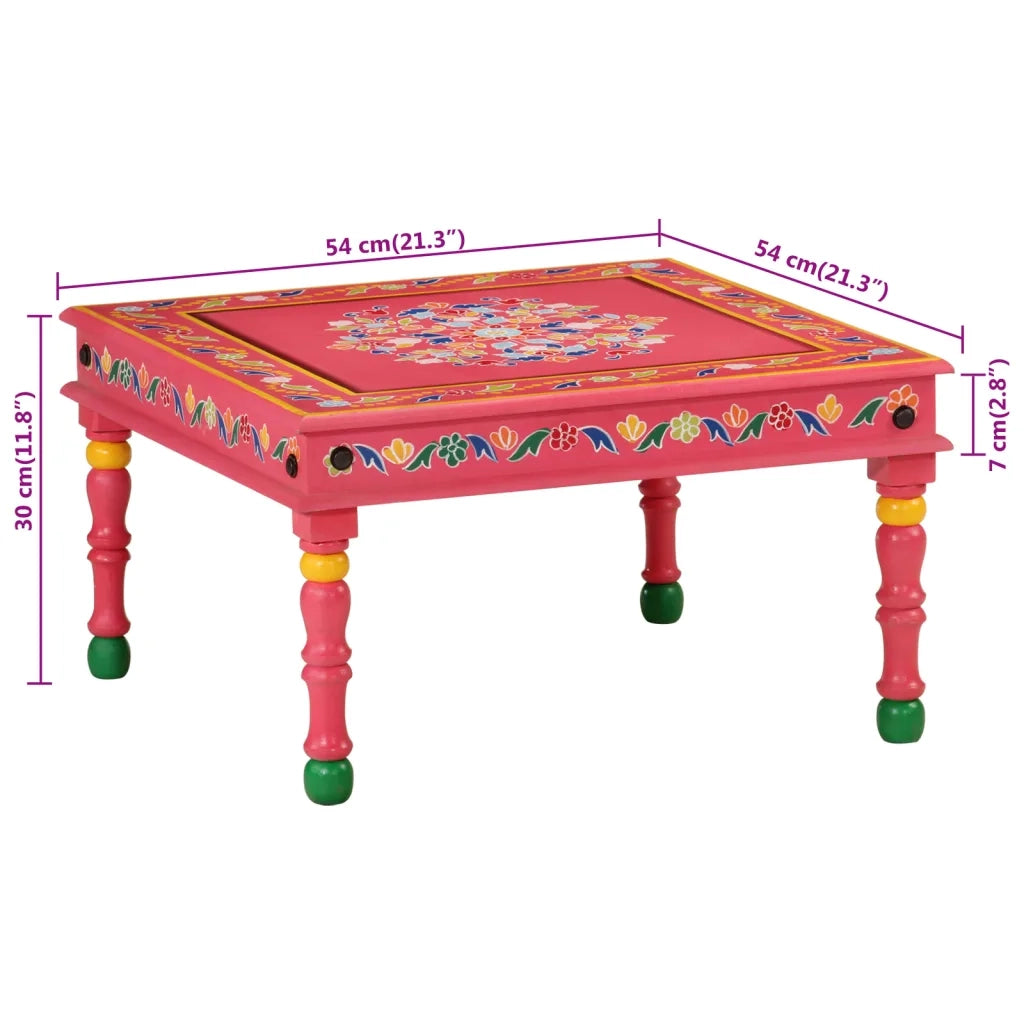 Tavolino salotto | Tavolino da caff¨¨ | Tavolino da Soggiorno Rosa Dipinto a Mano Legno Massello Mango