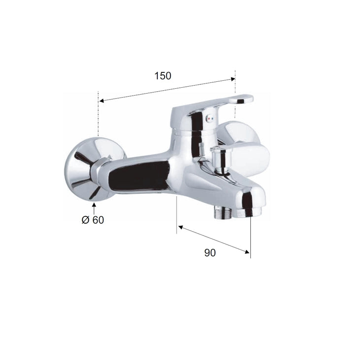 Rubinetto vasca esterno - serie remix