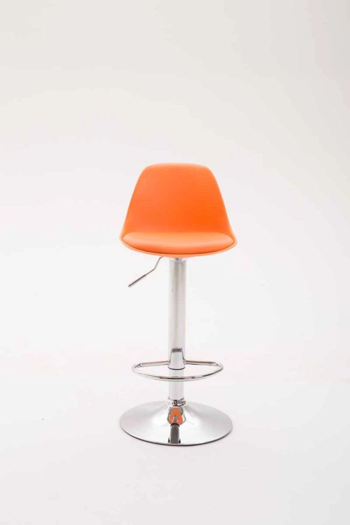 Sgabello di design KIEL in polipropilene e similpelle cromo,arancione