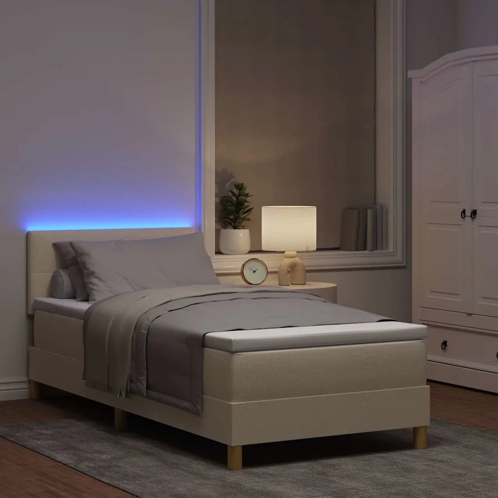 Letto a Sorgente LED con materasso Crema 80 x 200 cm Tessuto 3342399