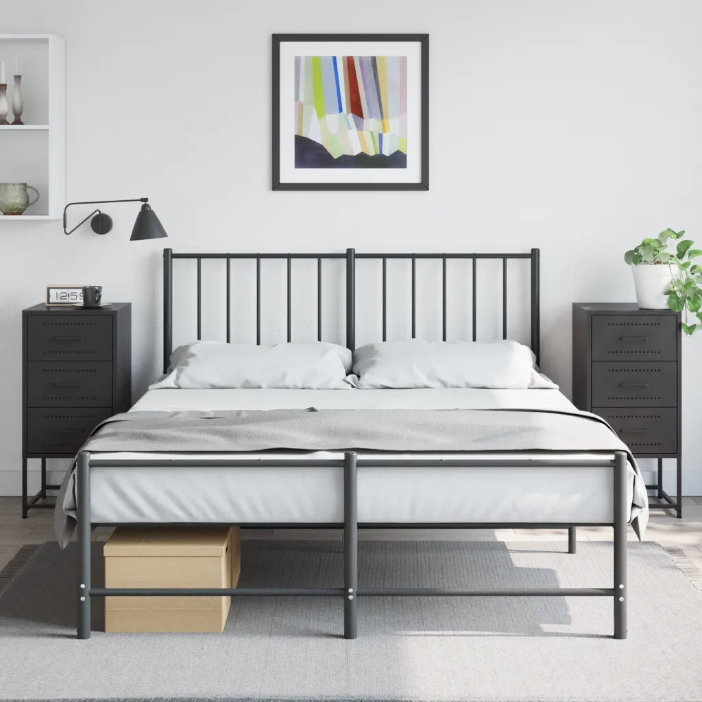 Comodini 2 pz-Set di 2 Tavolino da notte Neri 36x39x78 cm in Acciaio 639784