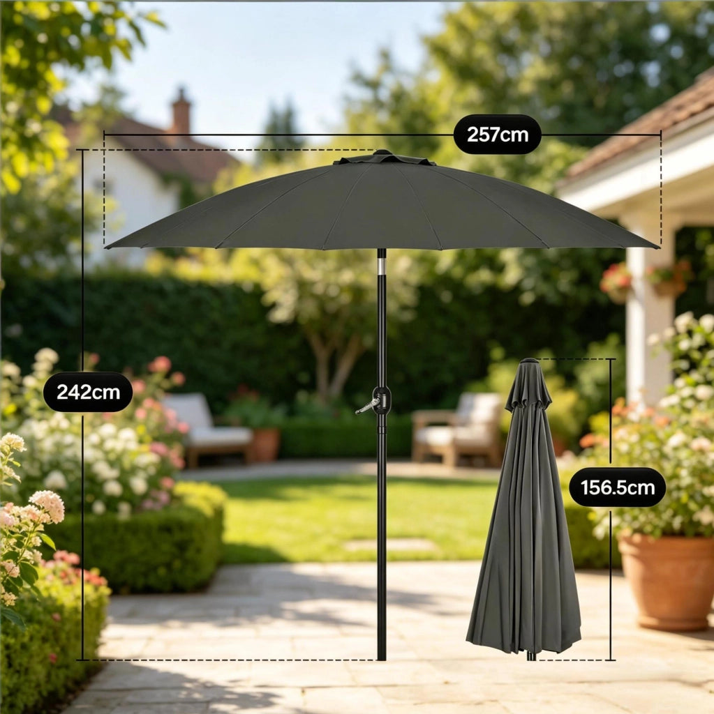 Ombrellone da giardino Ø257 cm inclinabile grigio scuro