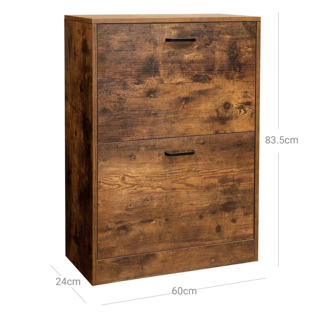 Scarpiera a 2 scomparti mobiletto d'ingresso divisorio regolabile 12 paia di scarpe da donna o 8 da uomo 60 x 24 x 835 cm stile industriale marrone rustico 12_0002634