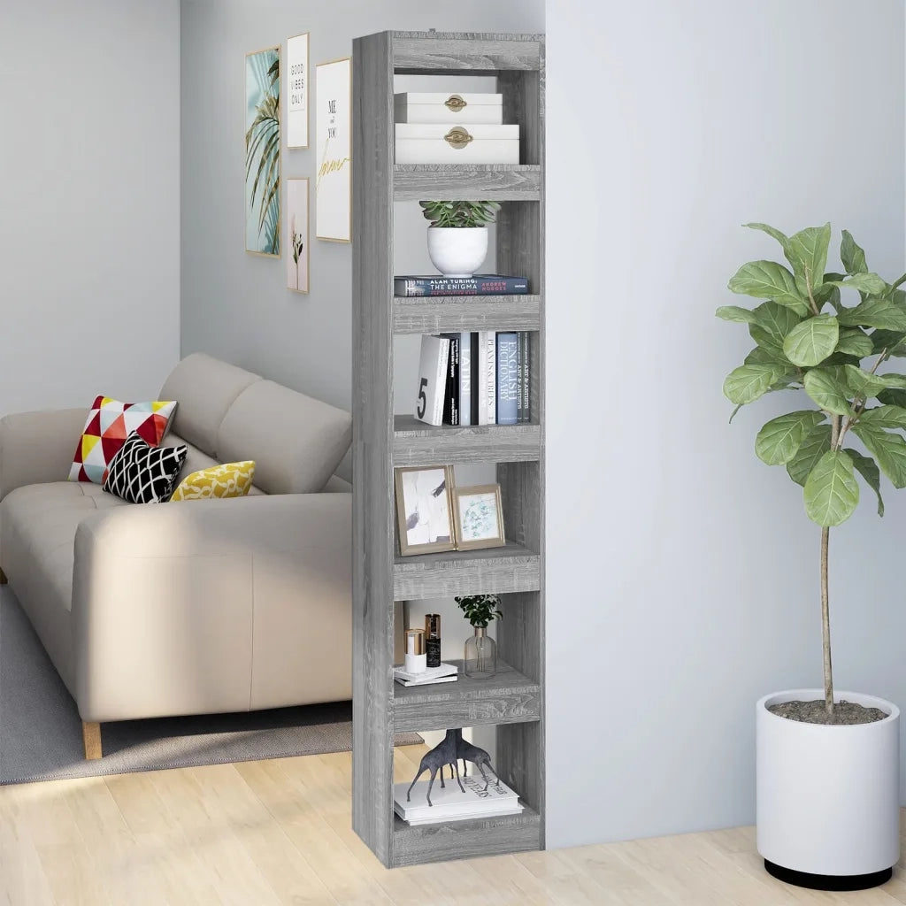 Libreria Divisorio-Scaffale per Libri-Mobile di Stoccaggio Grigio Sonoma 40x30x198 cm