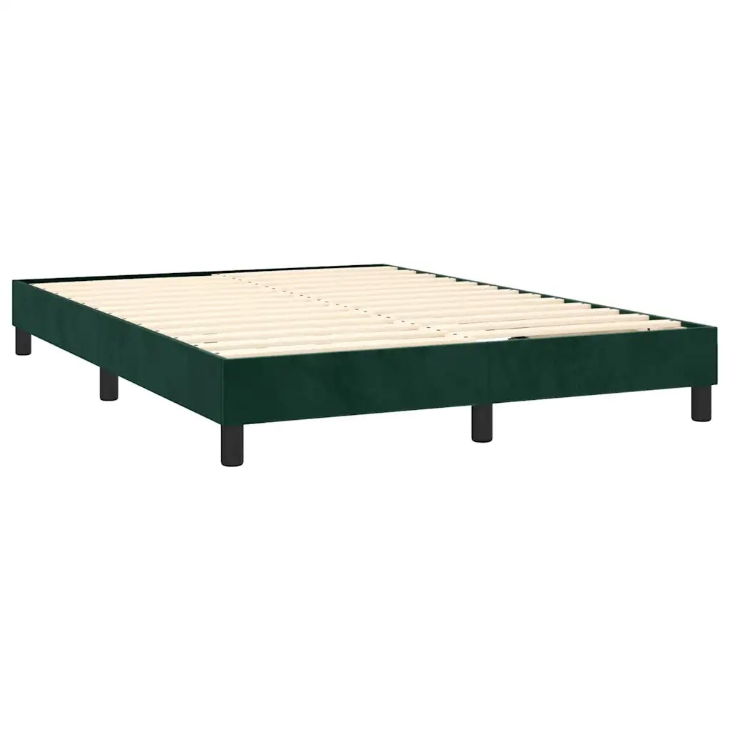 Letto a Molle con Materasso e LED Verde Scuro 140x190cm Velluto 3134282