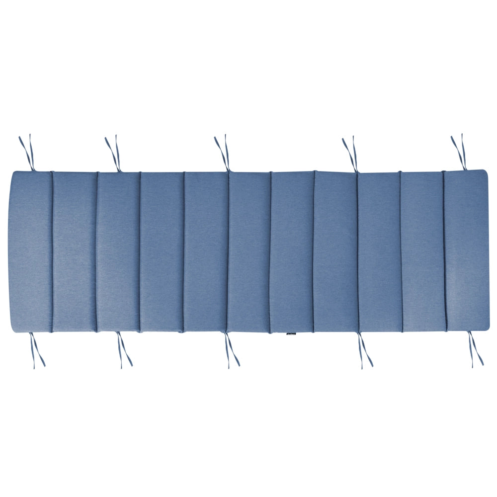 Cuscino per lettino da sole in poliestere blu, resistente ai raggi UV e idrorepellente, con lacci e poggiatesta, imbottitura spessa