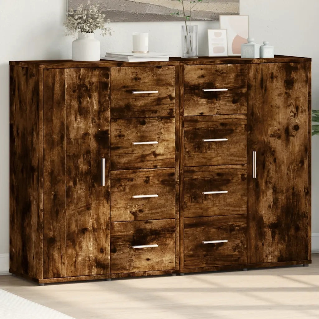 Credenze 2 pz | Madia | Buffet da pranzo | Armadio da pranzo Rovere Fumo 60x31x84 cm in Legno Multistrato
