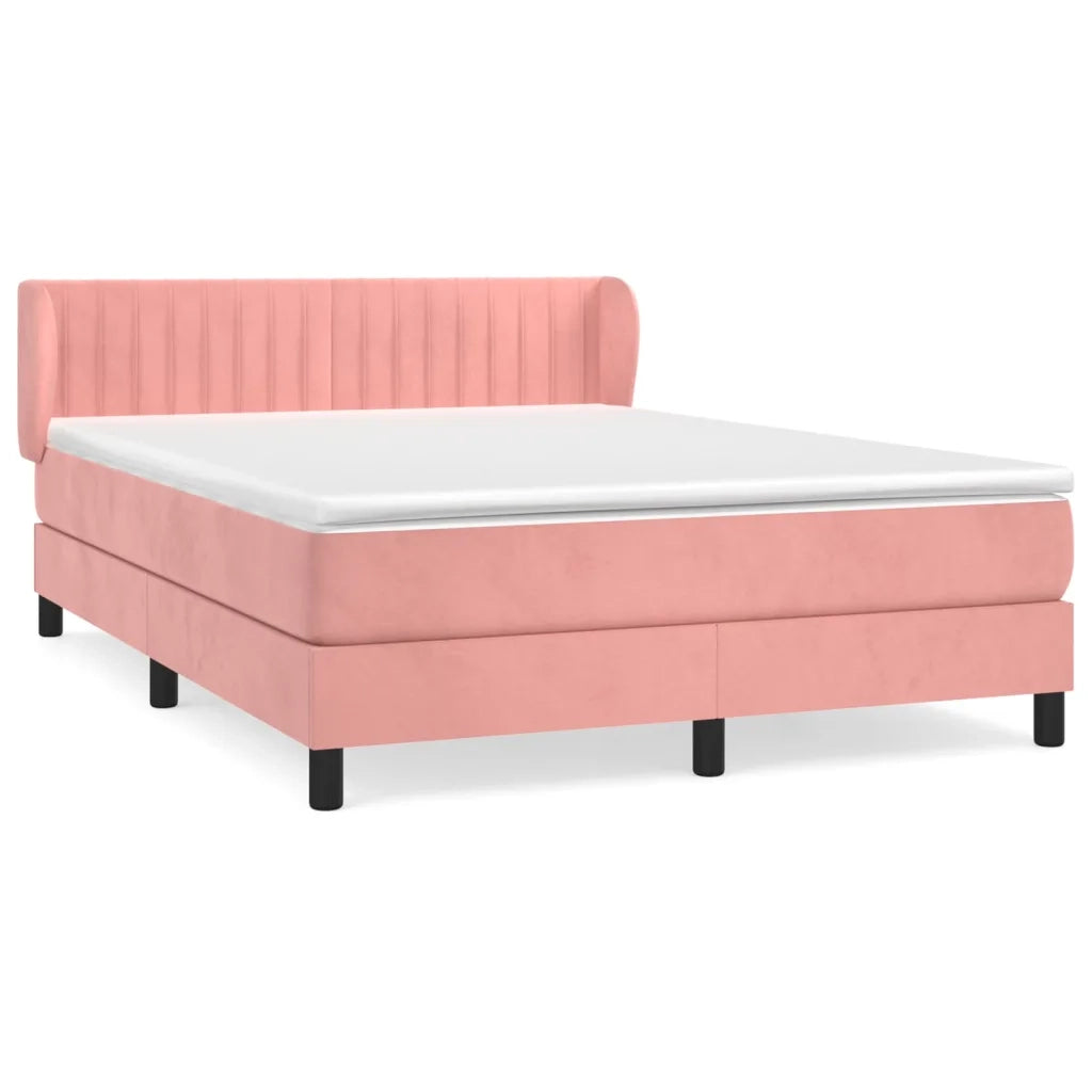 Giroletto a Molle con Materasso Rosa 140x190 cm in Velluto 3127612