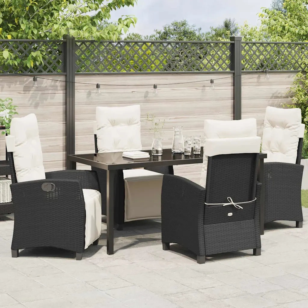 Set da Pranzo per Giardino con cuscino 5 pcs Nero polyrattan 3380417