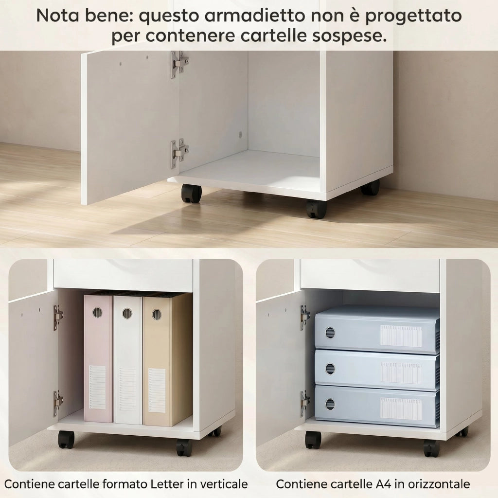 Cassettiera da Ufficio con Ruote ¨C Zephmum ¨C Bianco 40x35x60 cm