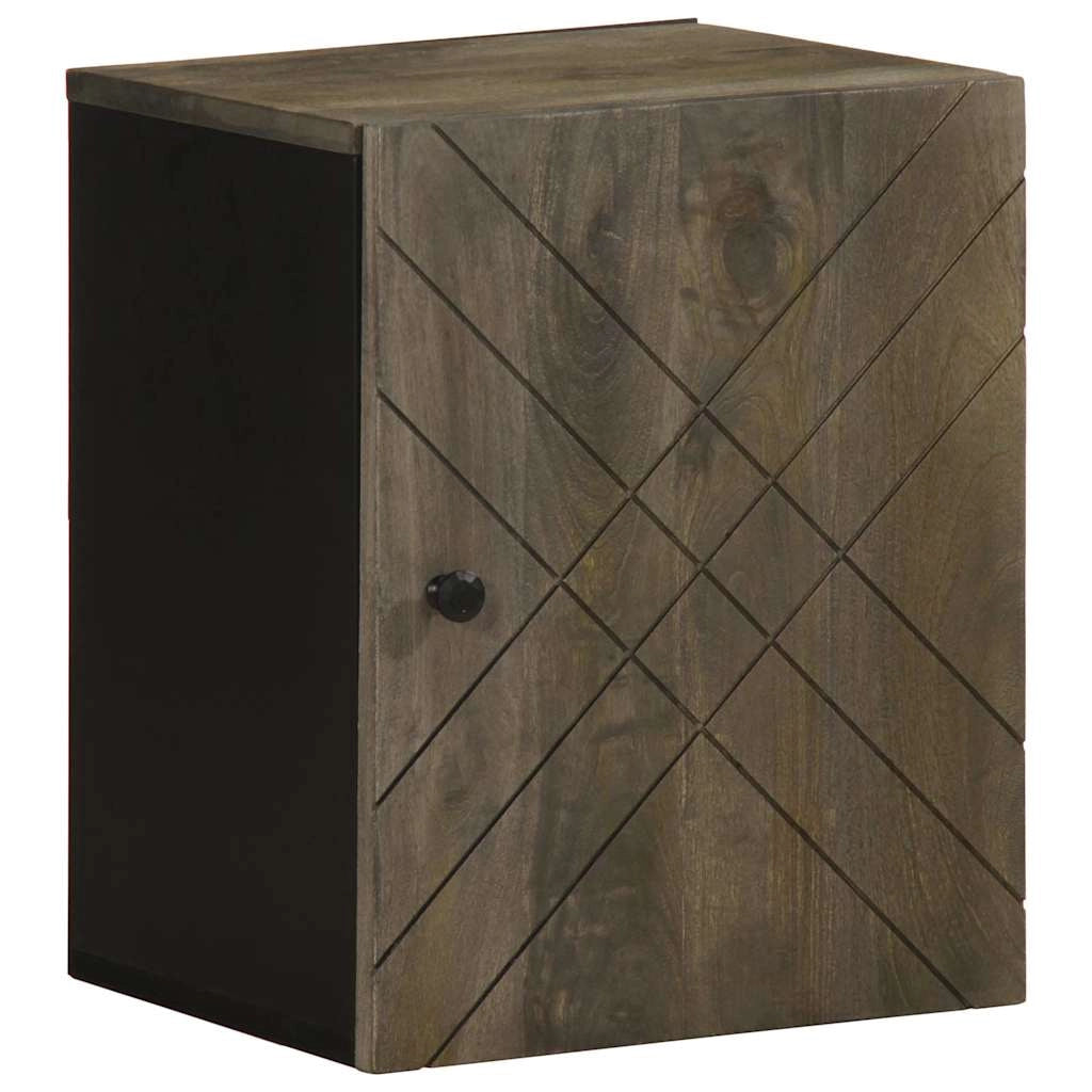 Mobiletto portaoggetti da bagno a parete nero 38 x 33 x 48 cm in legno massello di mango 02_0057733