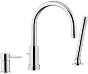 Rubinetto per bordo vasca made in italy serie suvi, dotato di doccetta minimale
