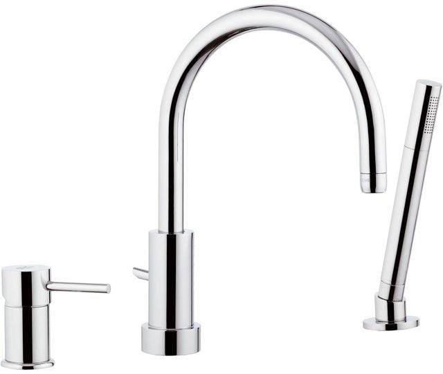 Rubinetto per bordo vasca made in italy serie suvi, dotato di doccetta minimale
