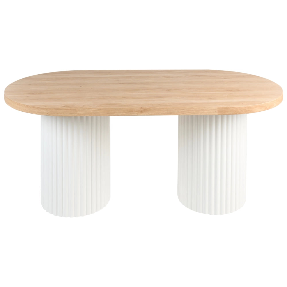 Tavolo da pranzo rustico piano ovale con gambe in legno chiaro 180 x 100 cm stile rustico moderno