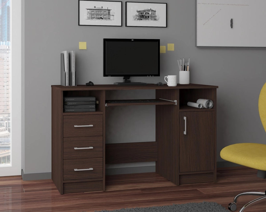 Scrivania AKORD ANA Wengé 124 cm 1 anta 3 cassetti 124x52x74 cm