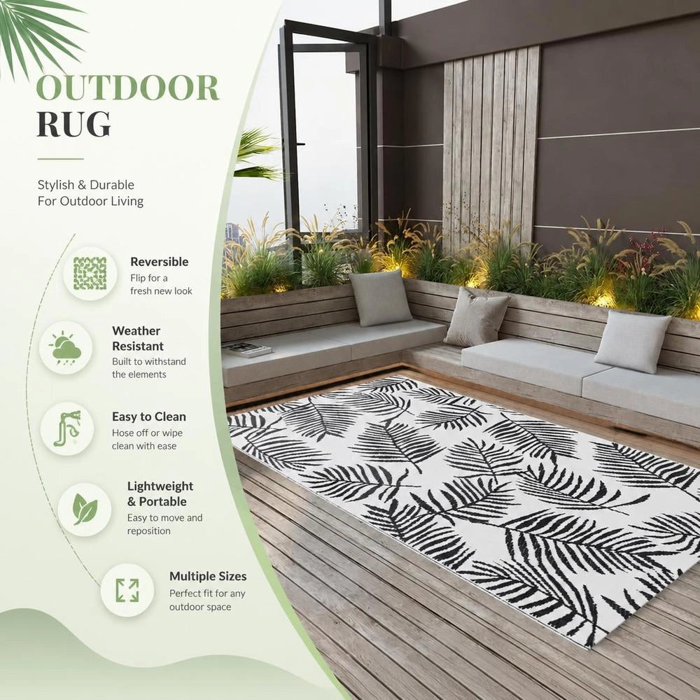 ARAKIL Outdoor Rug, White And Black, 190x290 Cm, PP