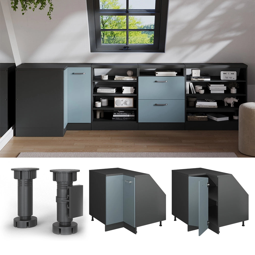 Mobile sottotetto Mobile angolare Rion Grigio-blu/Antracite 75.6 x 83.8 cm con 1 porta, carcassa dell’armadio profondità 60 cm Vicco