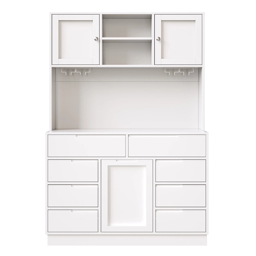 Hochschrank cucina con LED smart, 8 cassetti, ripiani regolabili, 120x40x183,5 cm, bianco