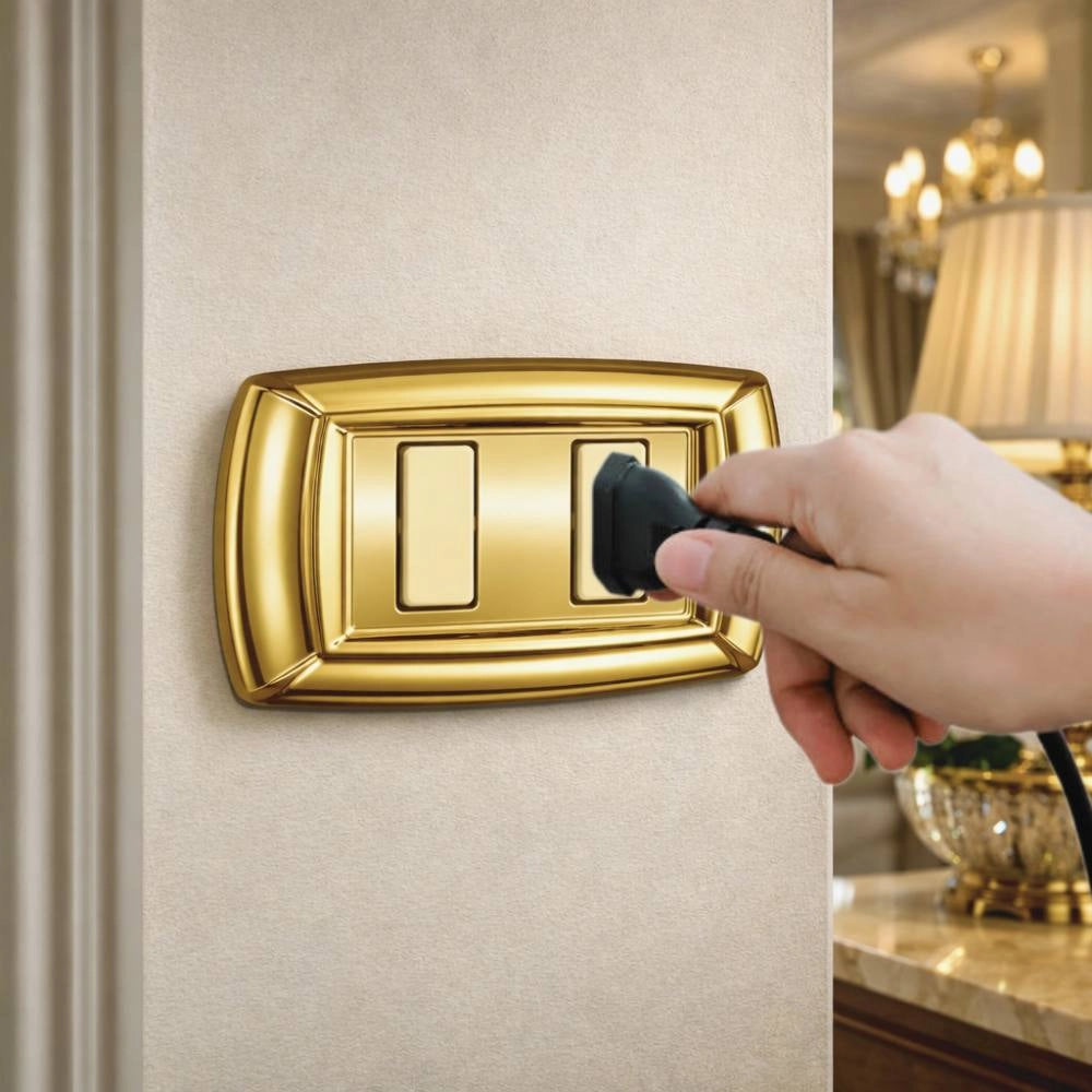 Placca elettrocanali tondò oro in tecnopolimero di alta qualità *** numero posti 2 posti, confezione 1