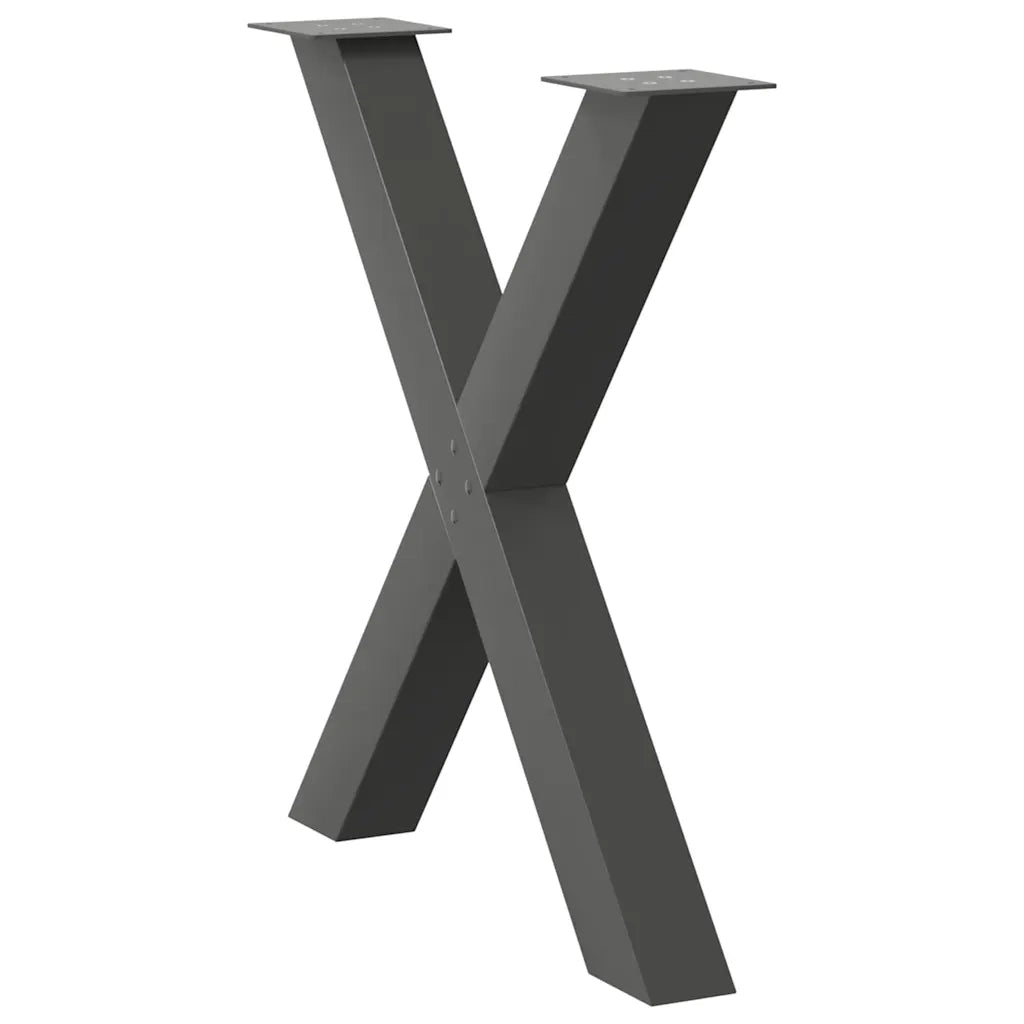 Gambe per tavolo da pranzo a forma di X 2 pz Antracite 80x(72-73) cm Acciaio 4012982