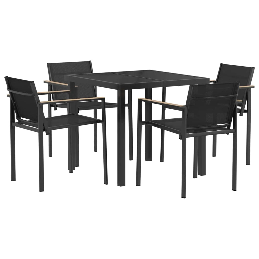 Set di Mobili da Esterno 5 pcs Nero e antracite 80 x 80 x 73 cm