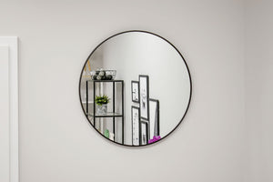 Specchio rotondo VALORA con cornice nera per bagno e soggiorno 60 cm