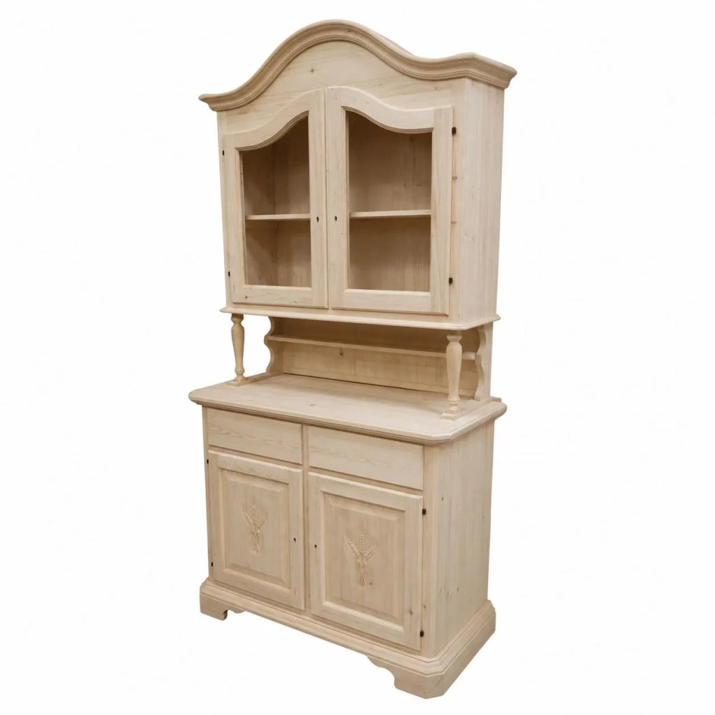 Cristalliera classica in legno 2 ante cappello sagomato grezzo l.114 p.49 h.215 (2139+2140) - Mobili 2G