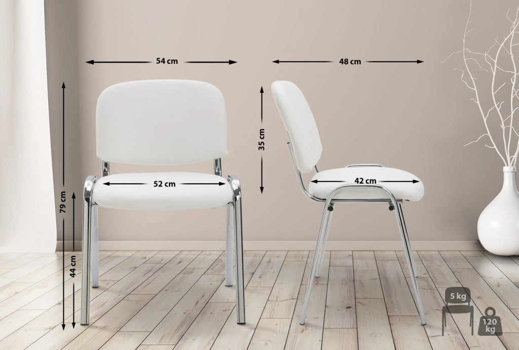 Sedia ospite impilabile KEN in similpelle bianco