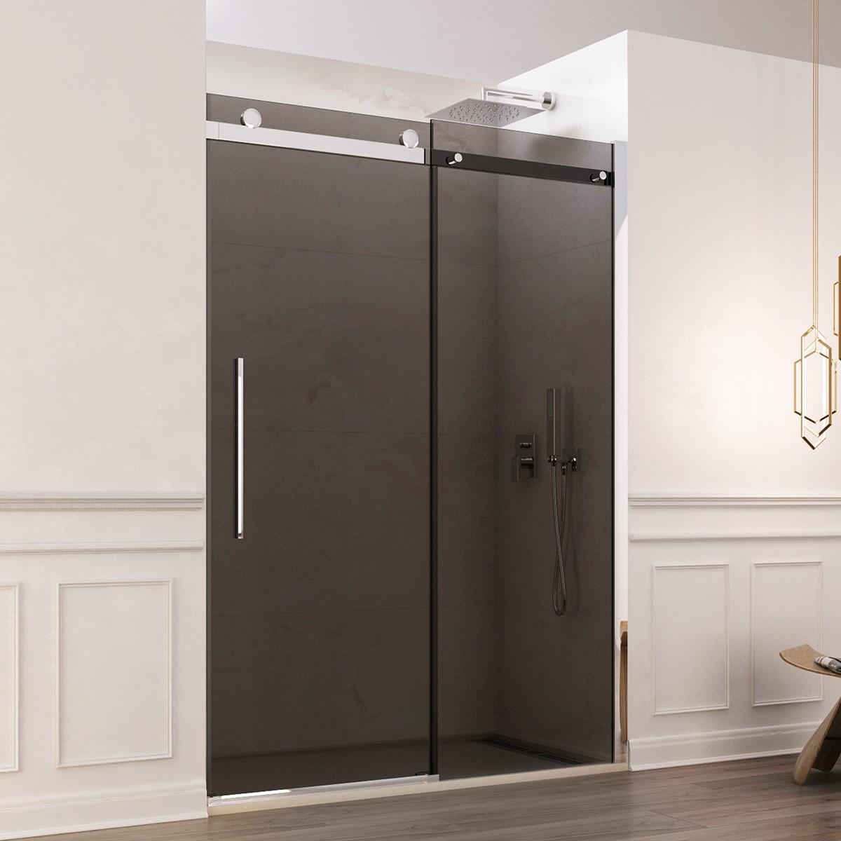 Porta Parete Doccia 110 cm 1 Anta Scorrevole in Cristallo Fumè 8mm H195 Bonussi Livia