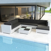 Set Divani da Giardino 8 pz con Cuscini in Polyrattan Bianco 41265