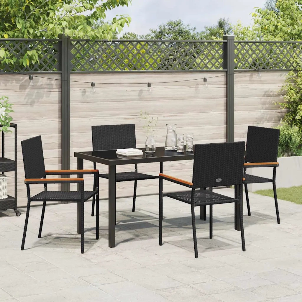 Set da Pranzo per Giardino con cuscino 5 pcs Nero polyrattan 3379704