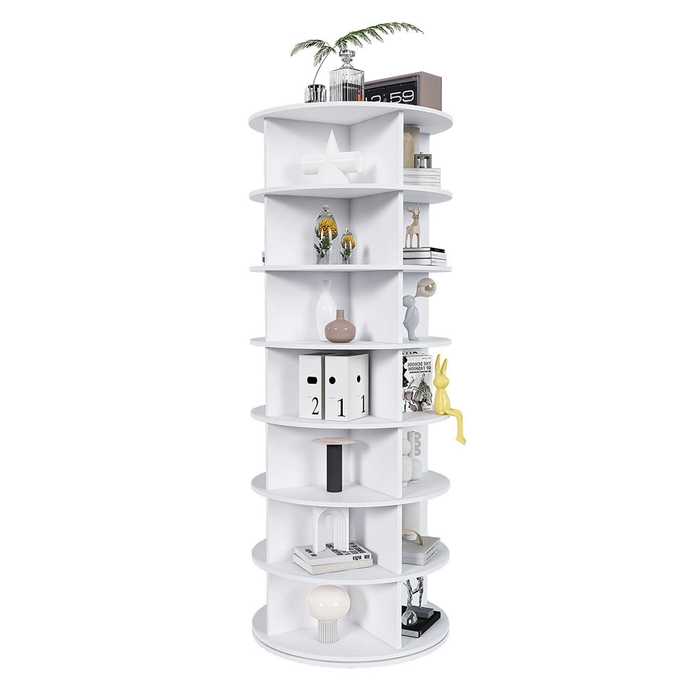 Scarpiera girevole 7 livelli 60x60x161 cm - Xylo - ruota 360°, per 28 paia, ingombro ridotto, bianca