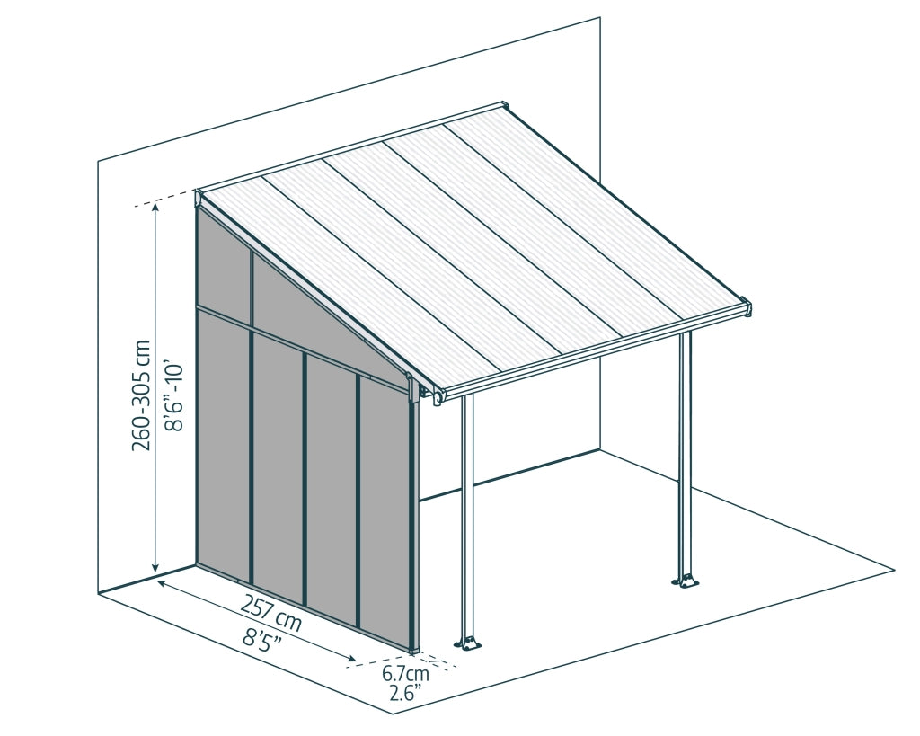 Parete laterale 3m Pergola Bianco