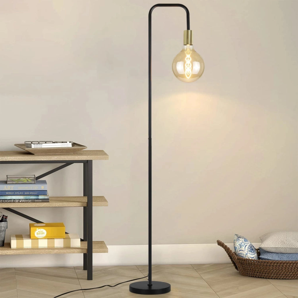 ZMH Lampada da terra nero dorato E27 stile retrò industriale con interruttore a pedale senza lampadina
