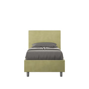 Letto singolo senza rete imbottito 80x210 microfibra tè verde Adele