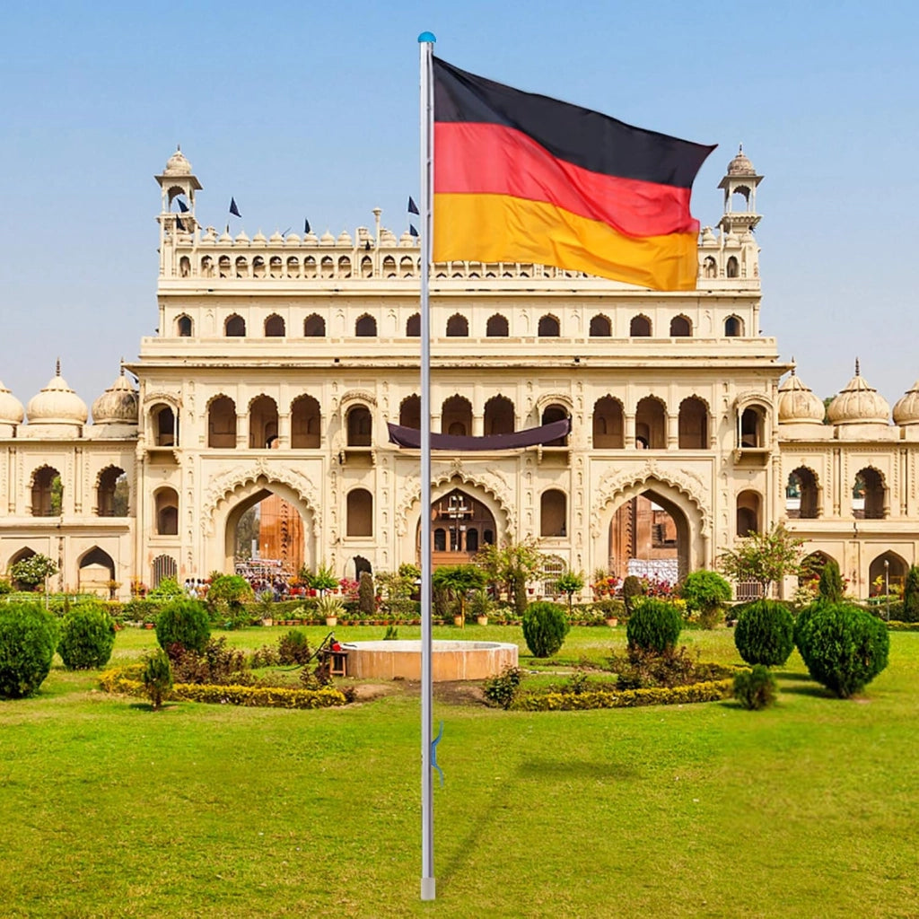 Asta per bandiera, in alluminio, 6,5 m, regolabile in altezza, con bandiera della Germania, per balcone, giardino