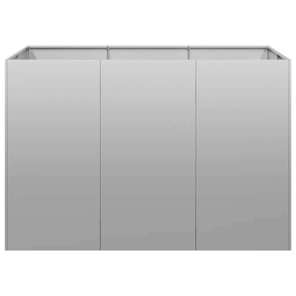 Fioriera rettangolare dal design moderno per balcone o giardino 120 x 80 x 80 cm realizzata in acciaio zincato grigio 02_0051574