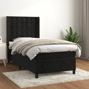 Giroletto a Molle con Materasso-Struttura Letto Nero 80x200 cm in Velluto 855772